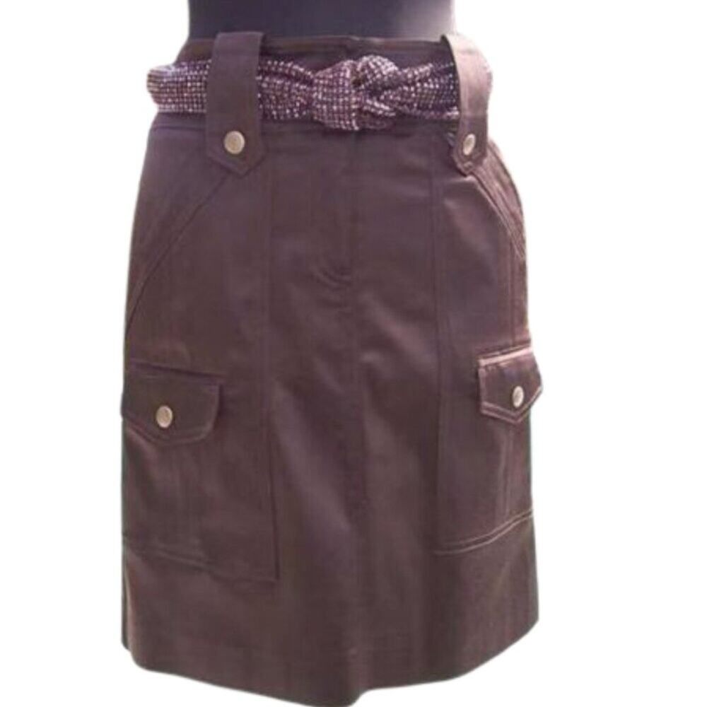 Cache Expresso Satin Evening Day Skirt New Tab Belt Loop Front Pocket NWT $118